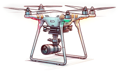 Drone en vol capturant des vidéos et photos aériennes, service professionnel de vidéographie et photographie par drone pour des prises de vue de haute qualité dans toute la France et dans toute l'Europe